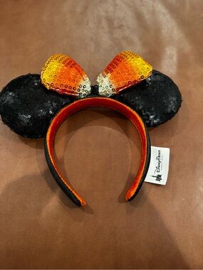 Disney Parks Sequin Minnie Ears Headband - Black and Orange